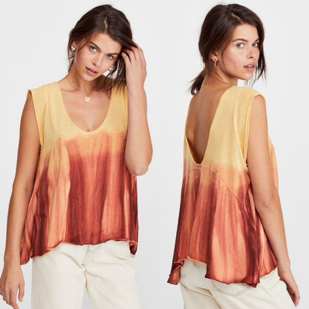 Free people tank / shirt in tie dye yellow / orange